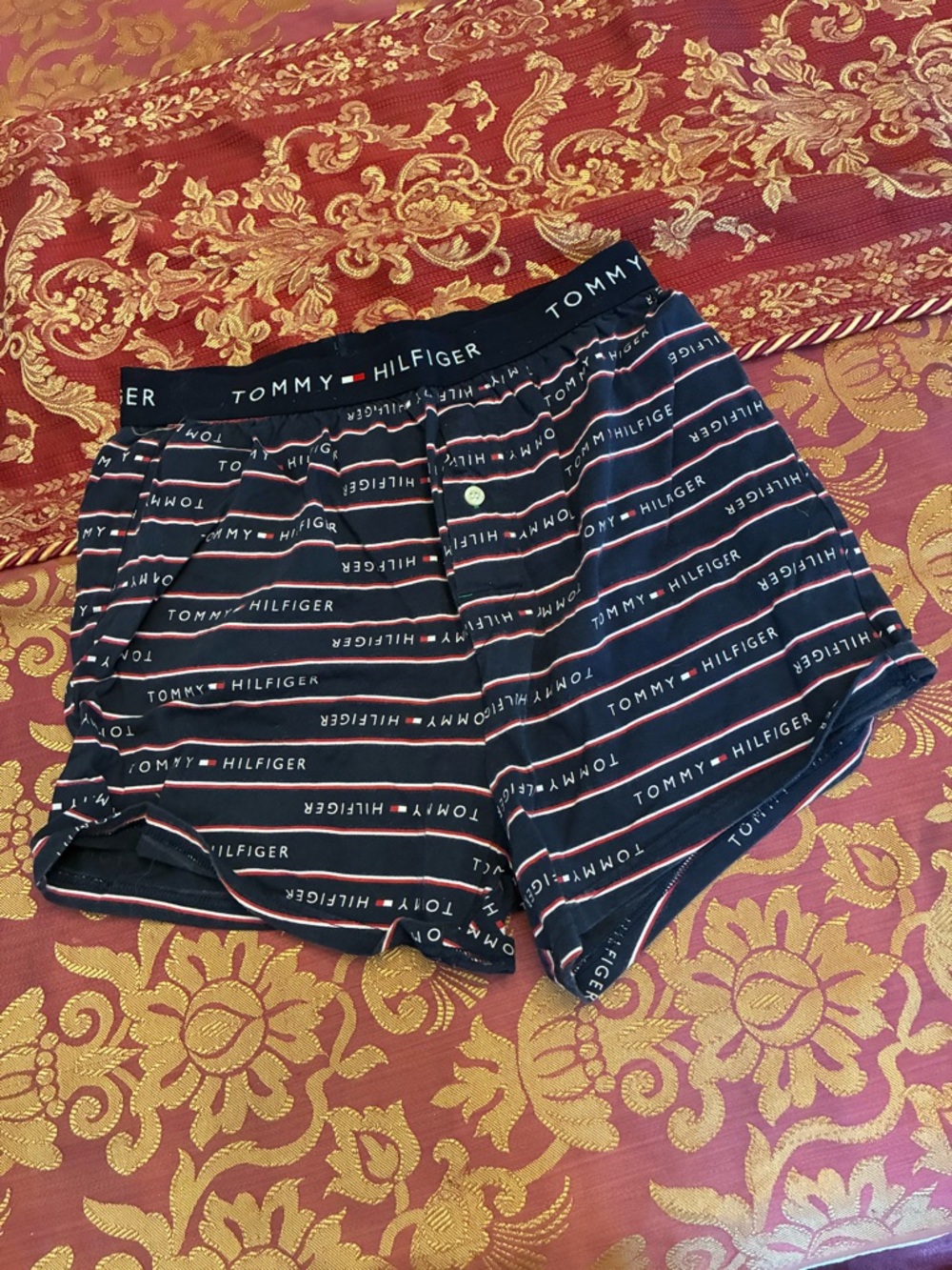 Tommy Hilfiger Navy Lounge Boxers with Red Stripe